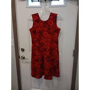 Lands End size 14 very thick heavy red hawaiian dress rayon vicose nylon spandex